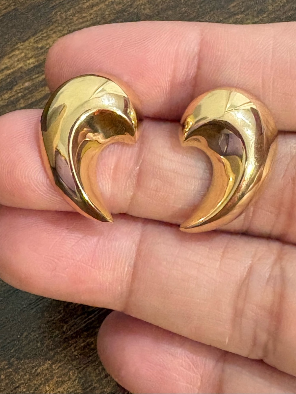 K18 18K Japan Real Gold Earrings Luna Crescent Moon